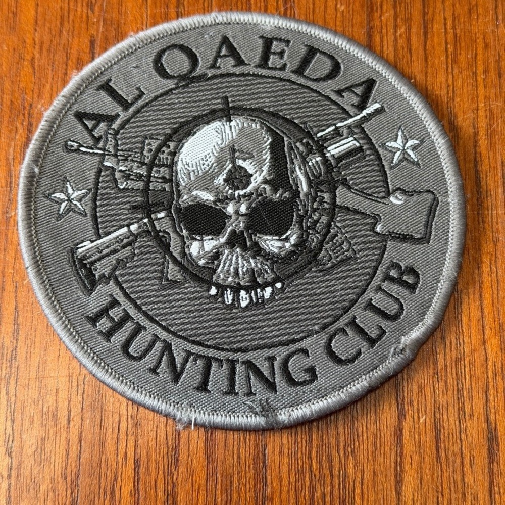 Al Qaeda Hunting Club Tactical Morale Patch Gray Skull Art Crosshairs Military